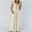 Beige, variant on Womens Fashion Summer Solid Casual V Neck Sleeveless Belted High Waist Long Pants Rompers