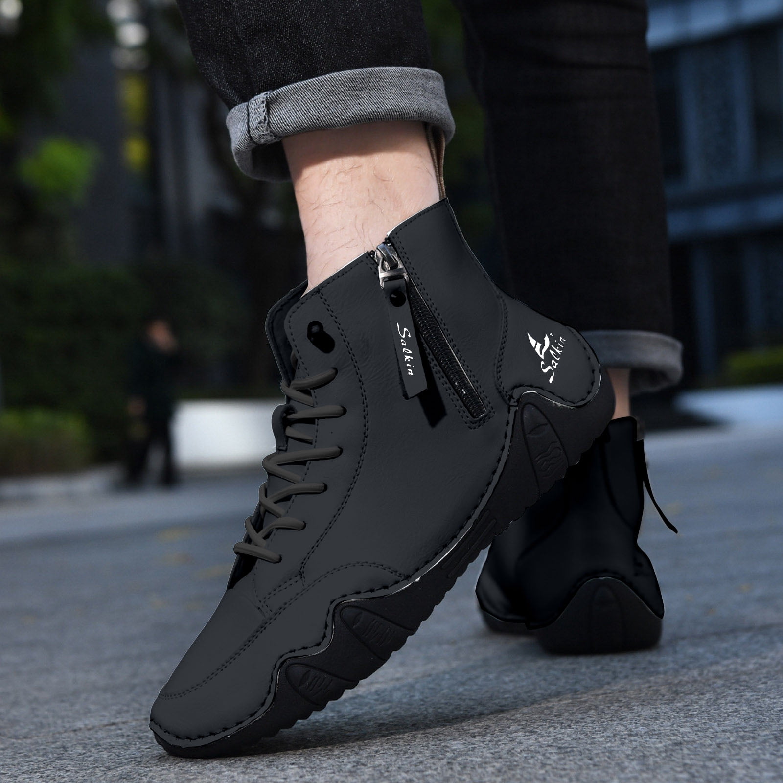 Dakaela Men's Suede Chukka Boots Lightweight Barefoot Walking Shoes High Top Slip on Hiking Sneakers