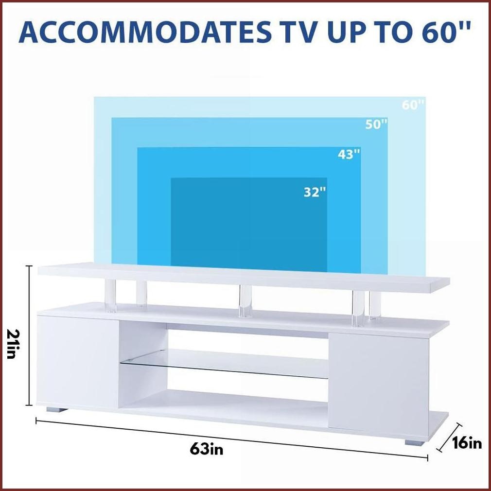 TV Furniture Modern White Entertainment Center for 60-69 Inch TVs | Engineered Wood | Primary Living Space