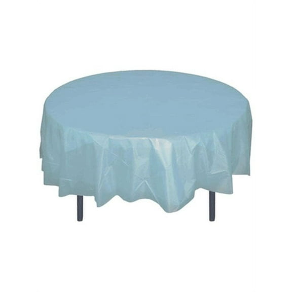 *12 Count* Light Blue 84" Round Plastic Tablecloths