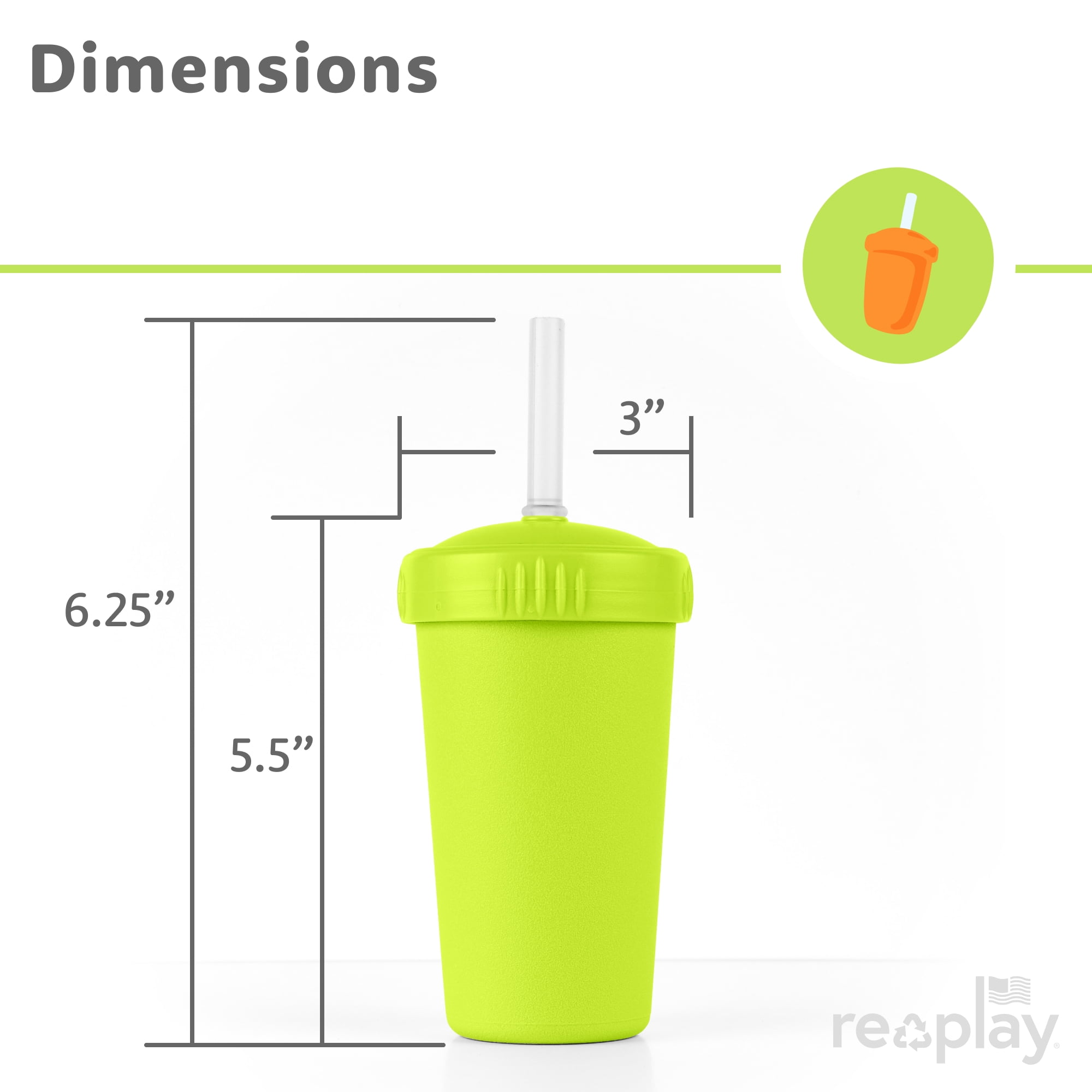 Re-Play Sippy Cups for Toddlers - 10 oz. Straw Cups Set of 3 for Kids - Silicone Locking Straws - Dishwasher/Microwave Safe - USA Made - Sunwave
