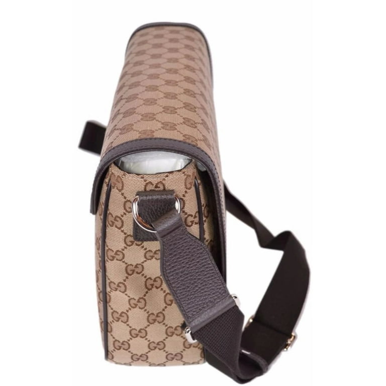 Gucci Shoulder Bag GG Print Brown Leather