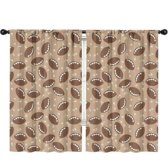 Blackout Kids Curtains,Football with Symbols Pattern Childrens Insulated Curtains Set Of 2,Bedroom Essentials,Toddler Room Decor 52"x84"