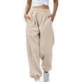 thumbnail image 2 of BLOCLOALO Sweatpants Athletic Pants Women's Bottom Sweatpants No Drawstring Joggers Pants Workout High Waisted Yoga Pants with Pockets Elastic Waist Pants Running Pants Comfy Fit Pants Beige M, 2 of 9