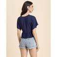 thumbnail image 3 of Moomaya Womens Solid Peplum Top, V Neck Viscose Summer Crop Top, 3 of 9
