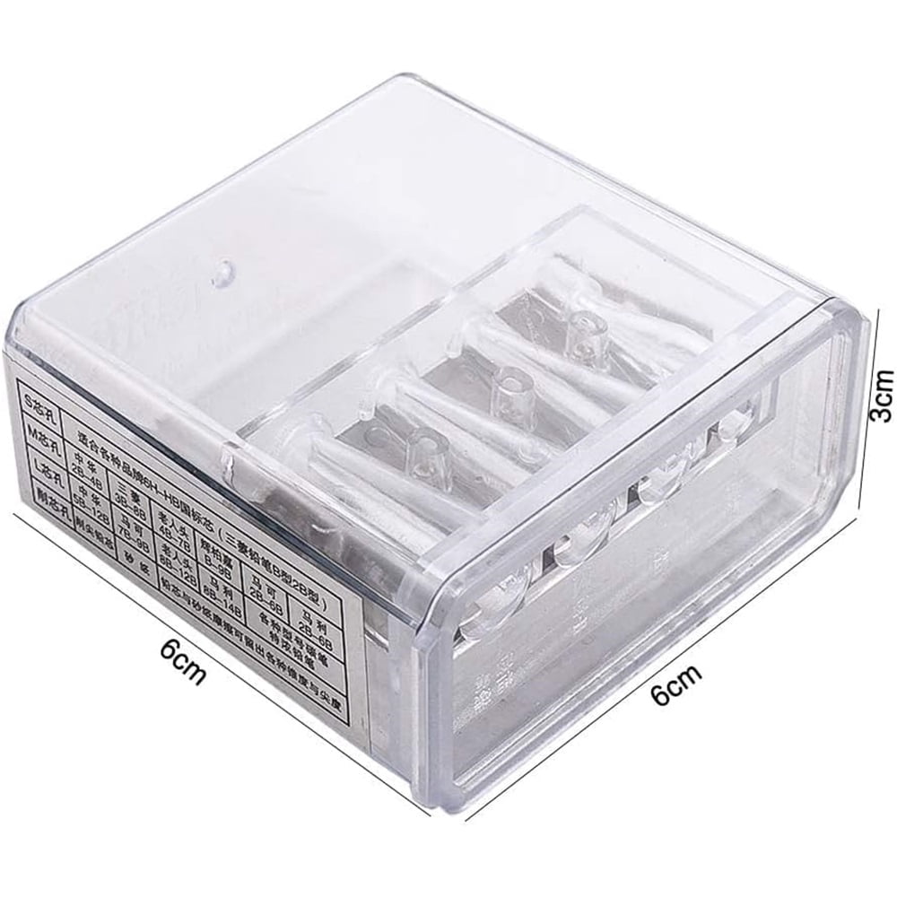 4 Pieces Long Point Manual Pencil Sharpener with Plastic Lid 4 Holes Handheld Sharpener for Sketching, Charcoal, Colored Pencils (Transparent)