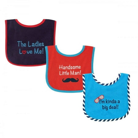 UPC: 0660168021622 | Luvable Friends Baby Boy Cotton Terry Drooler Bibs with PEVA Back 3pk Handsome One Size