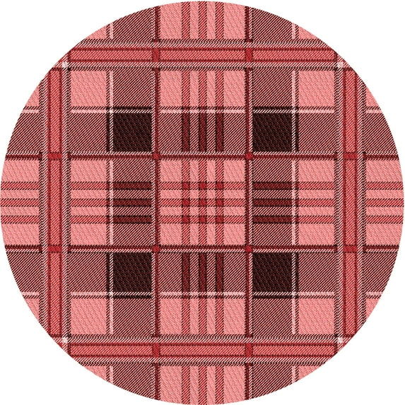 Ahgly Company Indoor Round Patterned Light Coral Pink Area Rugs, 7' Round