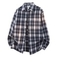 thumbnail image 3 of Ceisia Men's Relaxed Fit Long Sleeve Plaid Flannel Shirt Casual Button Down Turndown Collar Shirt Navy L Gifts, 3 of 5