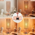 thumbnail image 2 of Crystal Table Lamp - 3-Way Dimmable Touch Control, Rose Gold Bedside Lamp with USB C and A Ports, Nightstand Light for Living Room, Bedroom, Home Office (Bulb Included), 2 of 4