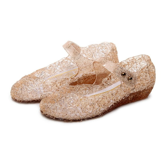 UTTOASFAY Toddler Shoes Kids Sandals Shoes Children Girls Party Crystal Princess Hollow Out Candy Color Shoes Gold 3-3.5Years