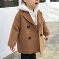 thumbnail image 3 of EnJoCho Boys Girls Winter Pe𝖺 Coat Dress Coats Notched Lapel Collar Double Breas𝗍ed Plaid Over Coats Long Jackets for Kids, 3 of 5
