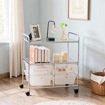 Topcobe 4 Drawers Shelves Rolling Storage Cart Rack, Rolling Carts with Wheels for Kitchen, Living Room, Clear