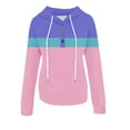 thumbnail image 6 of Lenpel Hoodies for Women Casual Long Sleeve Quarter Button Color Block Pullover Sweatshirts Fall Winter Fashion Tops(Blue,XX-Large), 6 of 6