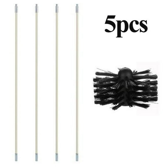 Nylon Brush With 4/12 Pcs Long Handle Flexible Pipe Rods For Chimney Fireplaces Inner Wall Cleaning Brush House Cleaner Tool