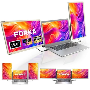 FORKA Laptop Screen Extender Monitor - 15.6" Triple Portable IPS FHD 1080P, Type-C/HDMI, Compatible with Windows & Mac