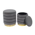 thumbnail image 2 of Pouf de Rangement Rond en Velours Gris avec Base en Chrome Doré (Lot de 2), 2 of 4