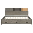 thumbnail image 3 of Pinovk Full Size Wooden Daybed with 3 Storage Drawers, Upper Soft Board, shelf, and a set of Sockets and USB Ports, Gray, 3 of 21