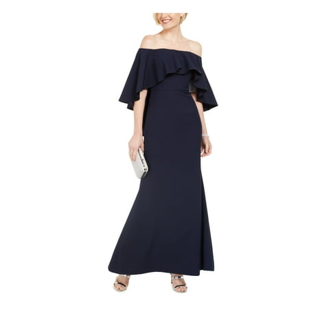 VINCE CAMUTO Womens Navy Ruffled Zippered Gown Strapless Full-Length Evening Dress 8
