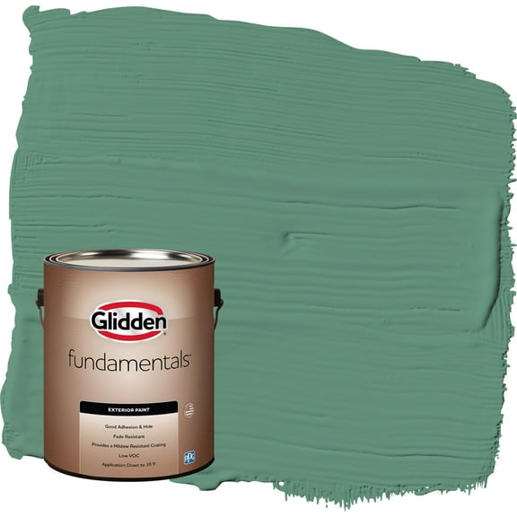 Glidden Fundamentals Sheffield / Green Semi-Gloss Exterior Paint, 5 Gallon