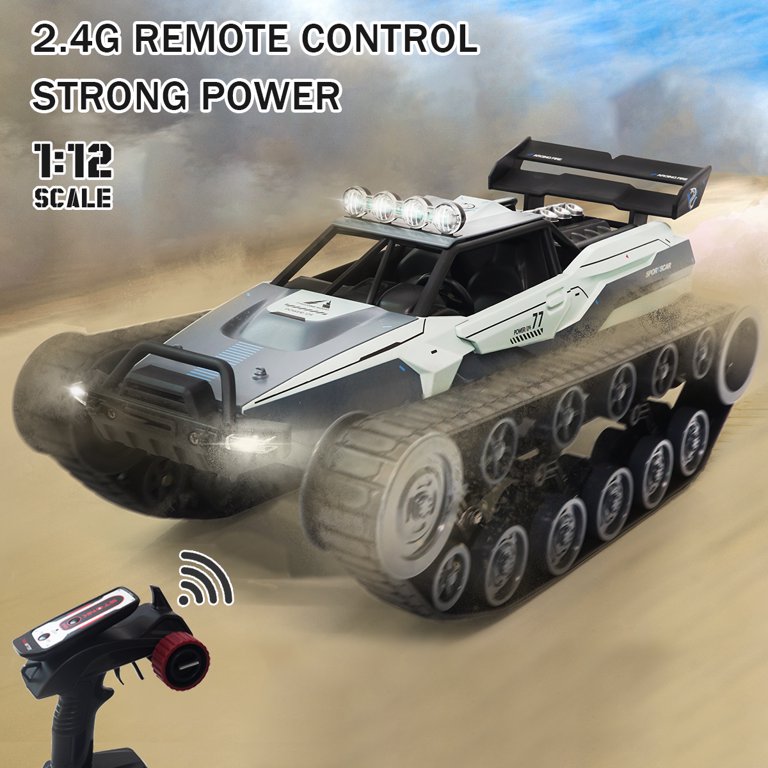 Remote Control Tank, 1:12 RC Tank Model Toy with Light and
