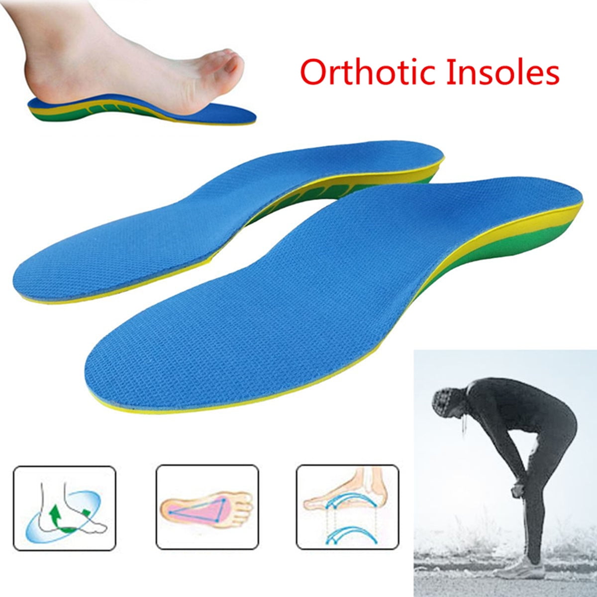 Pair Orthotic Shoes Insoles Insert High 
