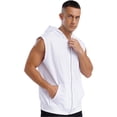 thumbnail image 4 of Raenseen Mens Fashion Sleeveless Athletic Hoodies Sport Sweatshirt Solid Color Pullover Gym Tank Top White 3XL, 4 of 8