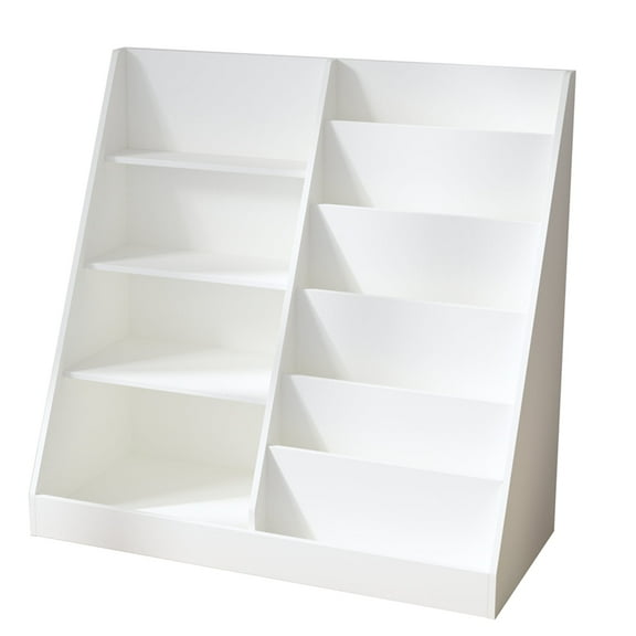 M optimized 4 Tier Kids Bookshelf Wooden 6 Layer Sling Bookcase Storage Book Rack, Book Display Shelf, Toy Organizer Cabinet for Nursery Playroom 34.65" x 15.75" x 33.47" White