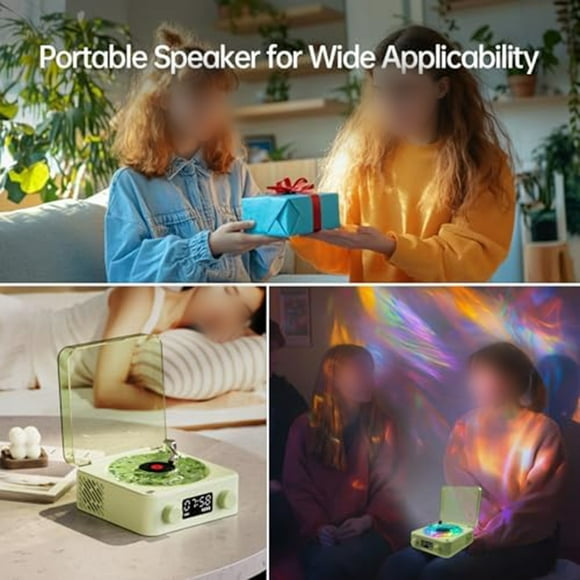 Vinilo Waves para altavoz BT retro: ¡sonido envolvente y ambiente para deleitarse con iluminación!