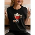 thumbnail image 1 of Women'S Casual Round Neck T-Shirt with Hot Chocolate and Christmas Movie DVD Graphic, Knit Fabric, Summer Season, Funny Holiday Tee Tee For Adult, Men, Women, Teen, Teenager, Adolescent, Youth, 1 of 6