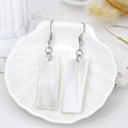 thumbnail image 3 of Beautiful Ocean Long Rectangle Shaped White Kabibe Shell Dangle Earrings, 3 of 6