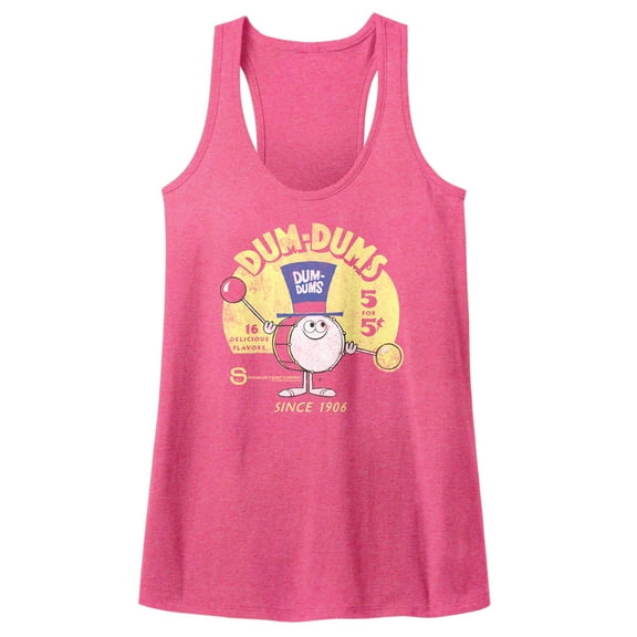Dum Dums Brands Drum Man Ad Ladies Raw Edge Racerback Tank Top Shirt