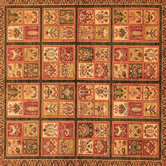 Ahgly Company Indoor Square Abstract Orange Modern Area Rugs, 7' Square
