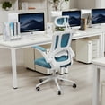 thumbnail image 4 of TrumanPick Ergonomic Office Chair with Lumbar Support, High Back Desk Chair with Flip-up Armrest,300lbs, Blue and White, 4 of 13