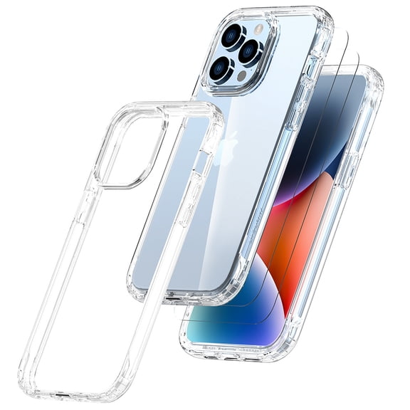 Aggxpf for iPhone 15 Pro Case with Screen Protector 2 Pack, Slim Shockproof Bumper Scratch Yellowing Resistant Phone Cover 6.7"