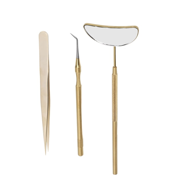 Kit de pinzas para pestañas juego de pinzas para extensión de pestañas moleteado de acero inoxidable espejo de vidrio portátil desmontable para salón de belleza ANGGREK Otros