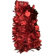 HL Valentines Decor - Red Thick Tinsel Red Hearts Garland 9ft