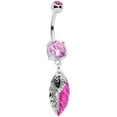 thumbnail image 1 of Body Candy 14G 316L Steel Navel Ring Piercing Pink Accent Feather Southwest Dangle Belly Button Ring, 1 of 3