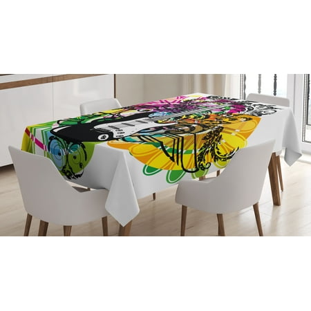 

Ambesonne Popstar Party Tablecloth Rectangular Table Cover Floral Vibrant 60 x90 Multicolor