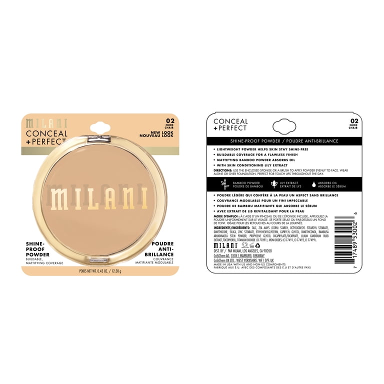 2 pack) Milani Conceal + Perfect Shine-Proof Powder, Nude