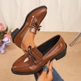thumbnail image 6 of Busydd Womens Loafers Fashion Glossy Chunky Block Heel Dress Shoes Casual Comfortable Closed Toe Solid Color Slip On Shoes, 6 of 7