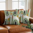 thumbnail image 3 of Mid-Century Modern Throw Pillow Cover Art Geometric Abstract Green Cotton Linen Cushion Cover Throw Pillow Case with Invisible Zipper for Couch Sofa Bed Chair Car 18x18 Inch, 3 of 14
