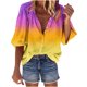 thumbnail image 1 of Camisa con estampado de botones con cuello en V de primavera y otoño para mujer Top suelto informal Pompotops  FGAJ15559, 1 of 5