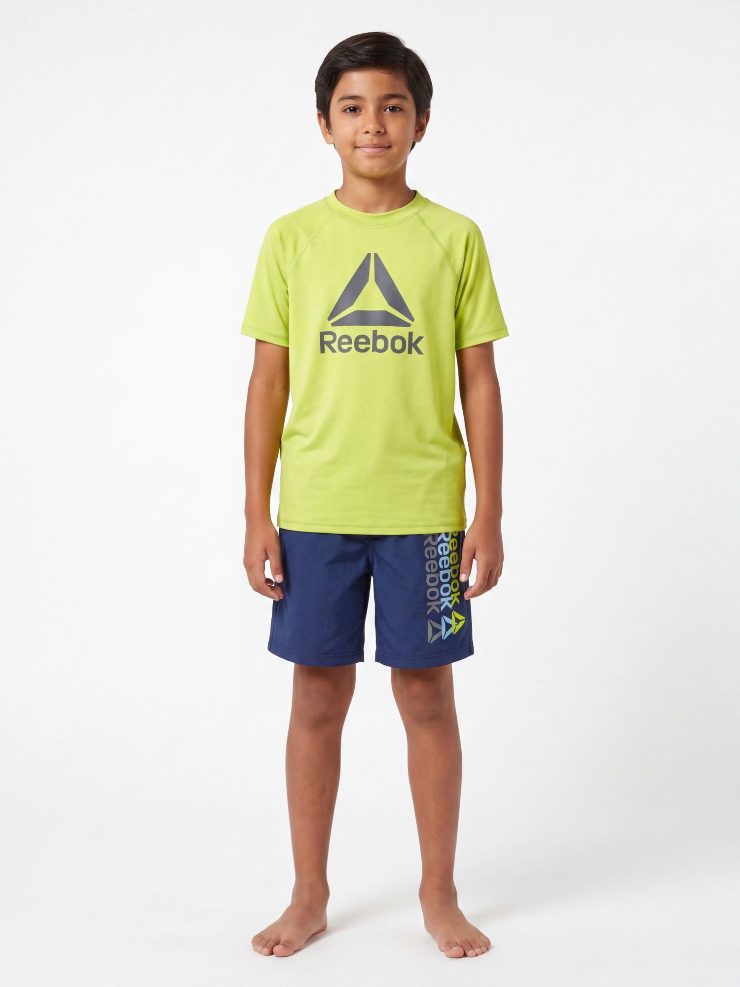 Reebok Boys Volley Swim Trunks with Elastic Drawstring Waistband and UPF 50+ Protection, Sizes 4-18