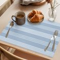 thumbnail image 3 of Blue Stripes Placemats Set of 12 Modern Simple Geometric Striped Pattern Place Mats Indoor Wipeable Table Mats Washable Cloth Dining Table Placemats for Kitchen Holiday Party Home Decor 13x19 Inch, 3 of 9