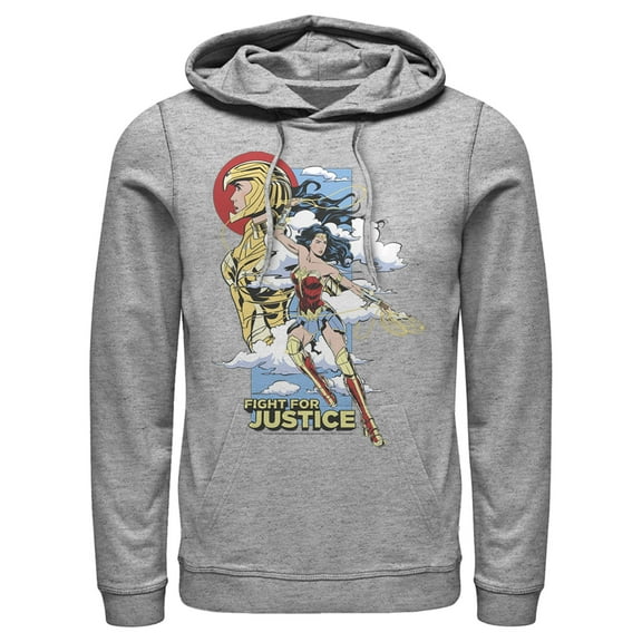 Men's Wonder Woman 1984 Fight for Justice  Pull Over Hoodie Athletic Heather Large