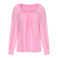 thumbnail image 4 of AherBiu Long Sleeve Tops for Women Casual Loose Square Neck Ruched Tunic Blouse Comfy Top Tees T Shirts, 4 of 6