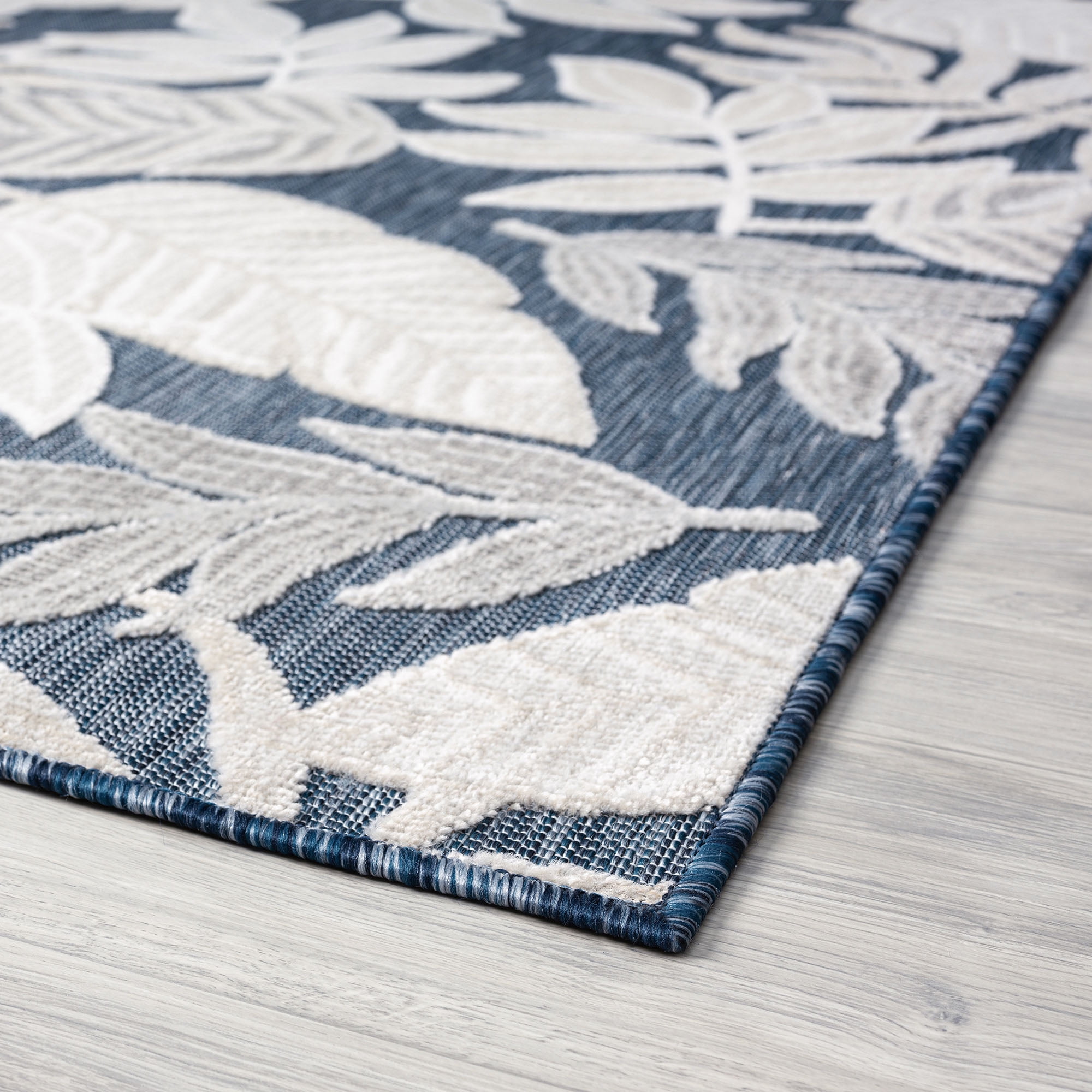2x3 Water Resistant, Small Indoor Outdoor Rugs for Patios, Front Door Entry, Entryway, Deck, Porch, Balcony | Outside Area Rug for Patio | Dark Blue, Floral | Size: 1'11'' x 3'