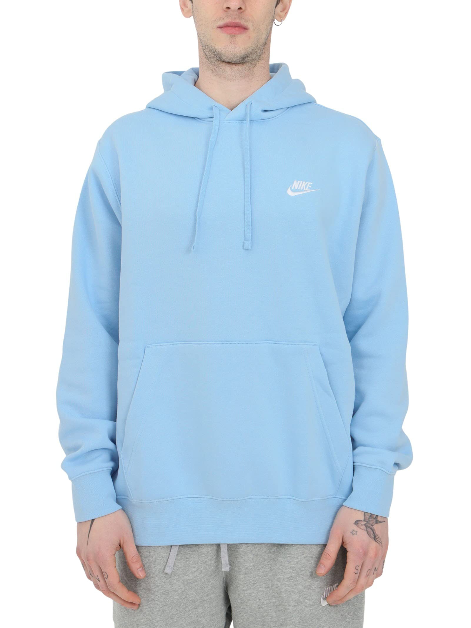 nike men's sportswear club fleece hoodie psychic blue