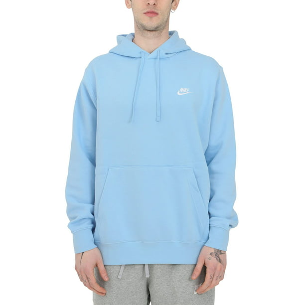 Nike Men's Club Fleece Pullover Hoodie (Psychic Blue/Psychic Blue/White,